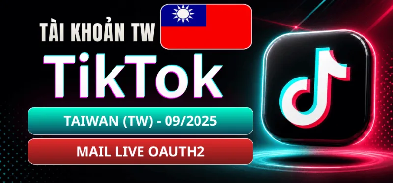 TikTok Account (Taiwan/TW) – Created Sep 27, 2025 – Live Mail – OAuth2 – Cookie